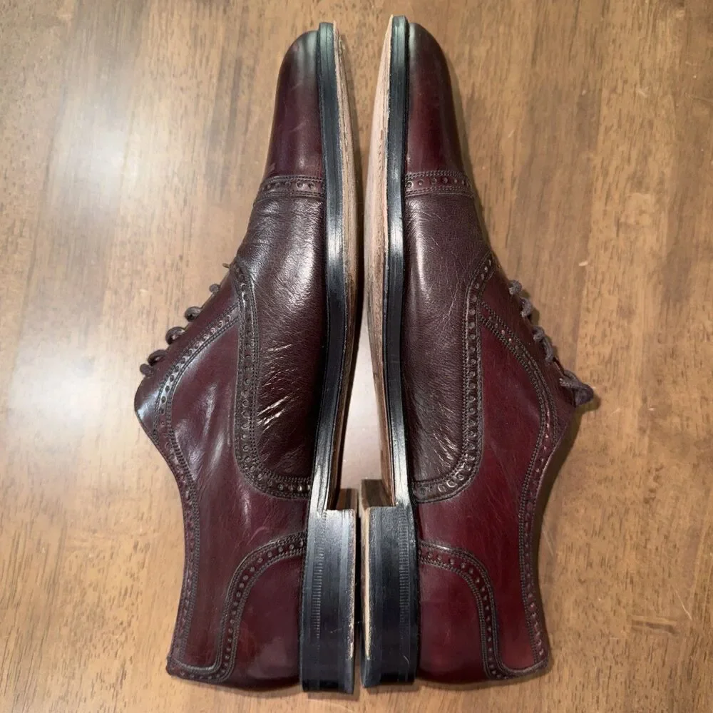 Mezlan Burgundy Cap Toe Oxford Dress Shoes Leather Lace Up Spain Mens 11B
